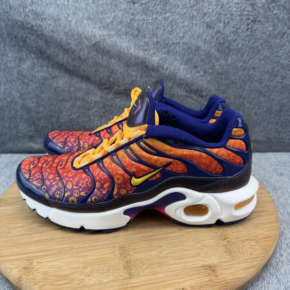 Nike Air Max Plus Shoes Boys Size 7Y Orange Purple Print Sneakers CI9932-500